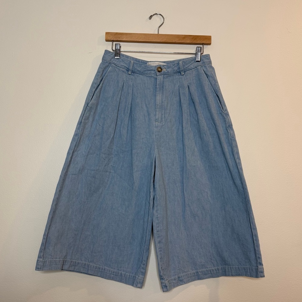 Pilcro Light Blue Wide-Leg Bermuda Shorts